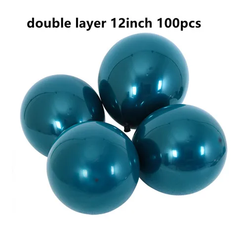 double layer 10pcs Темно-зеленый шар 50/100 шт 12 дюймов сине-зеленый лес латексные шары для вечеринки в стиле сафари День рождения украшения для детей и взрослых - Цвет: double layer 10pcs
