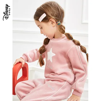 

Disney Mickey Minnie Children's Sports Sweater Two-piece New Child Velvet Two-piece Set Pink Girl Sports Long Sleeve Sweatshirt