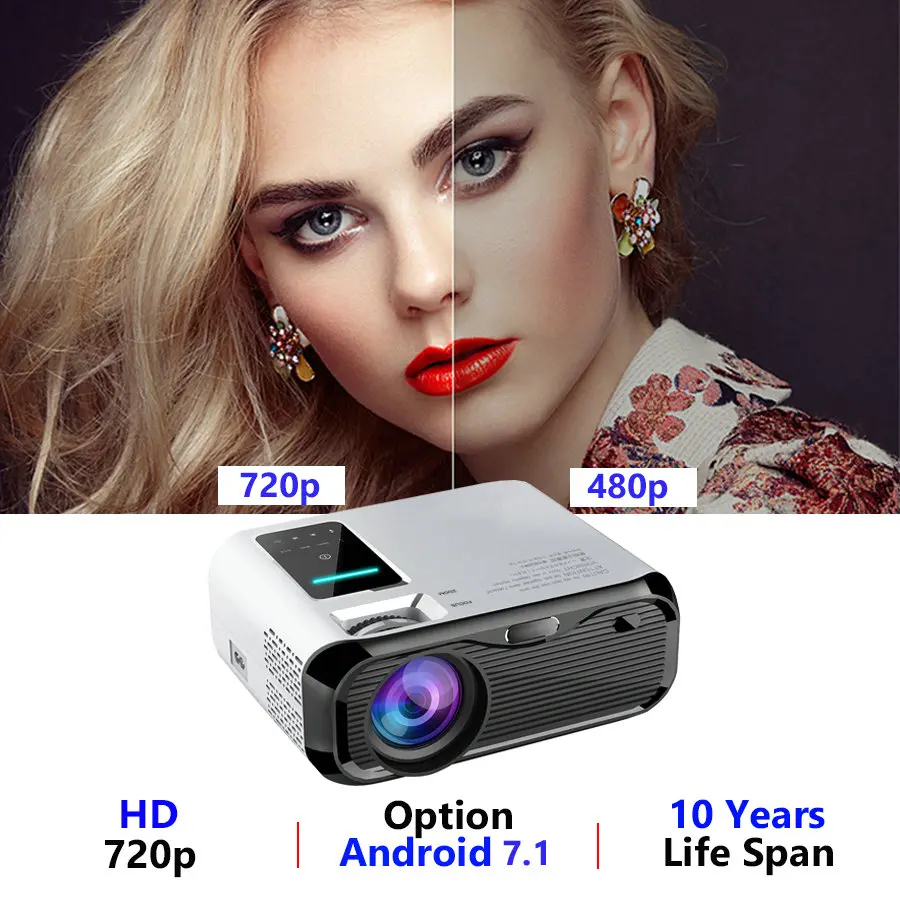  VIVICINE Newest 720p Portable LED ProjectorOption Android Handheld HDMI USB Home Theater Video Game