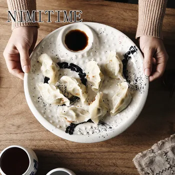 

NIMITIME Japanese Style Ceramic Porcelain Dumplings Dishware Restaurant Square Round Sauce Vinegar Dish Tableware