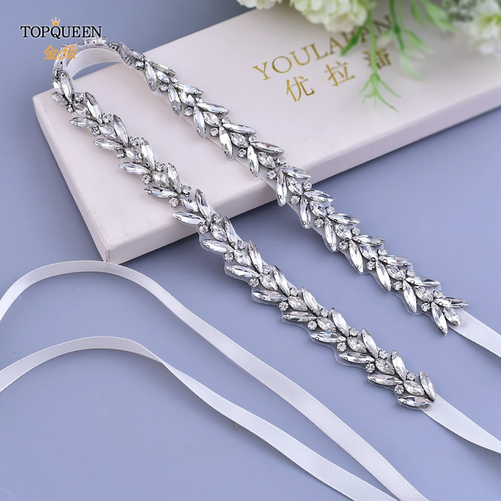 TOPQUEEN S493 Women'S Belt For Dress Silver Rhinestone Appliques Wedding Accessories Jewelery Bridal Sash Ladies Party Girdles handmade ladies elastic waistband decorative wide belt crystal rhinestone belt for dress coat wedding party clothing accessories