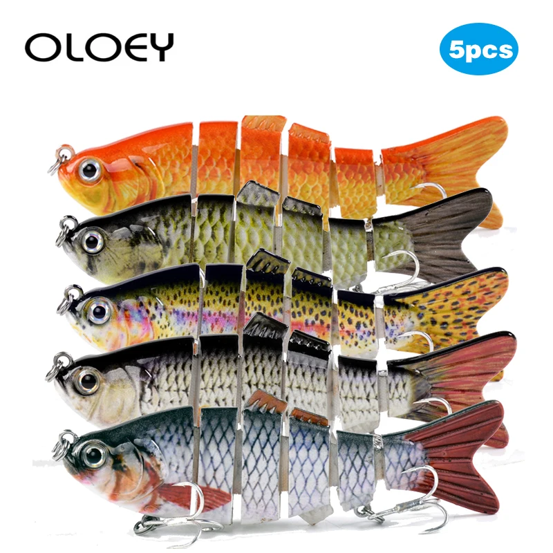 OLOEY 5 шт. тонущие воблеры, 6 сегментов, рыболовные приманки, мульти шарнирная плавающая приманка, жесткая приманка, 10 см, 17,5 г, для ловли окуня, приманка, кренкбейт