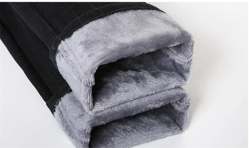Mens Winter Slim Straight Velvet Pant Men New Fashion Men Casual Thick Fleece Pants Male Business Trousers Plaid Warm Pants,638