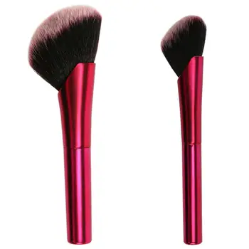 

Aluminum Alloy Handle Makeup Brushes Foundation Powder Blush Brush Oblique Brush Facial Make Up Brush Rose Red Color