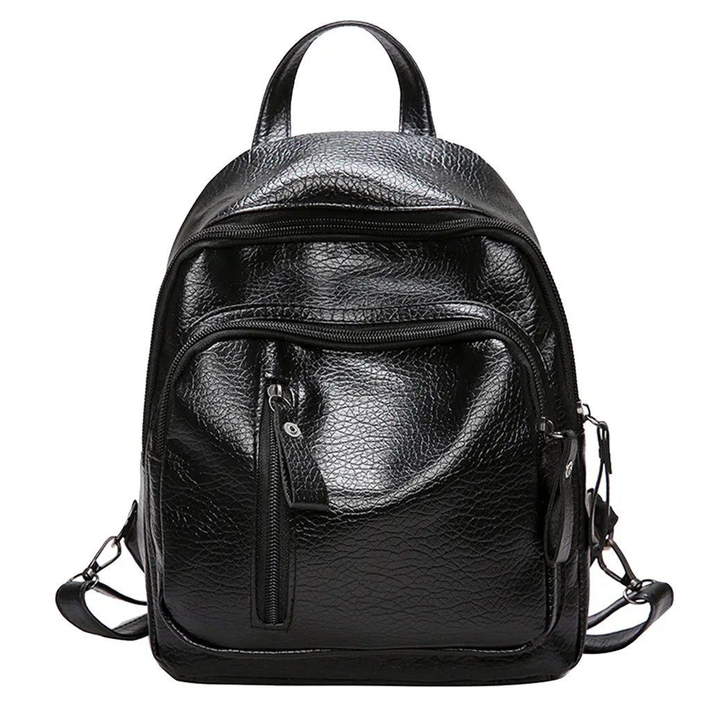 Black C 50# стильный женский рюкзак для путешествий из искусственной кожи на молнии, женская школьная сумка с защитой от кражи, Повседневный Женский школьный рюкзак - Цвет: Black C