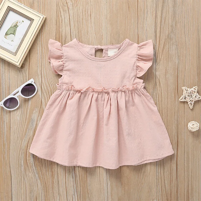 Baby Girls solid color Dress Boho Cute Children lace up Kid Clothes Summer For Girl Costume Vestidoss | Детская одежда и обувь