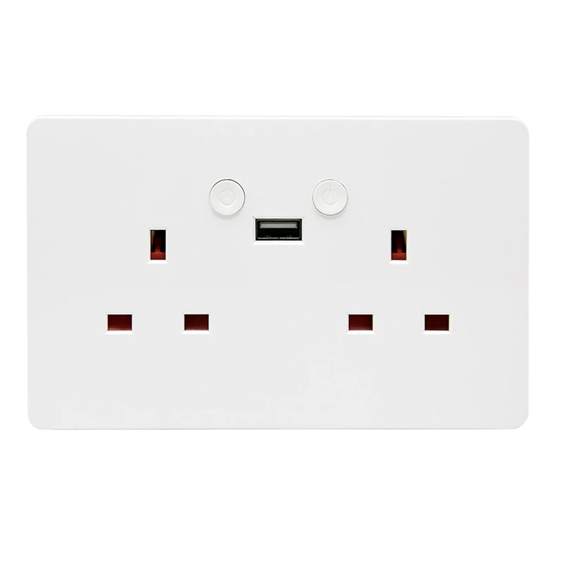

Voice Control Socket Panel Wifi Adapter Dual Usb Uk Plug Switch Wall Socket Charger Electrical Intelligence