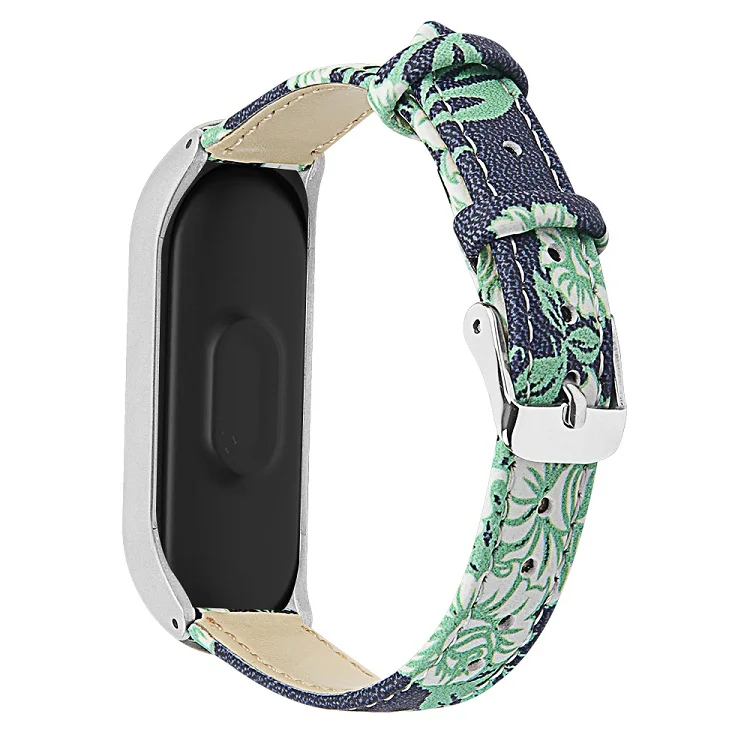 Ремешок из натуральной кожи для Xiaomi mi Band 3 mi Band 4 модный сменный ремешок для часов с принтом для mi Band 4 ремешок для часов ми бенд 4