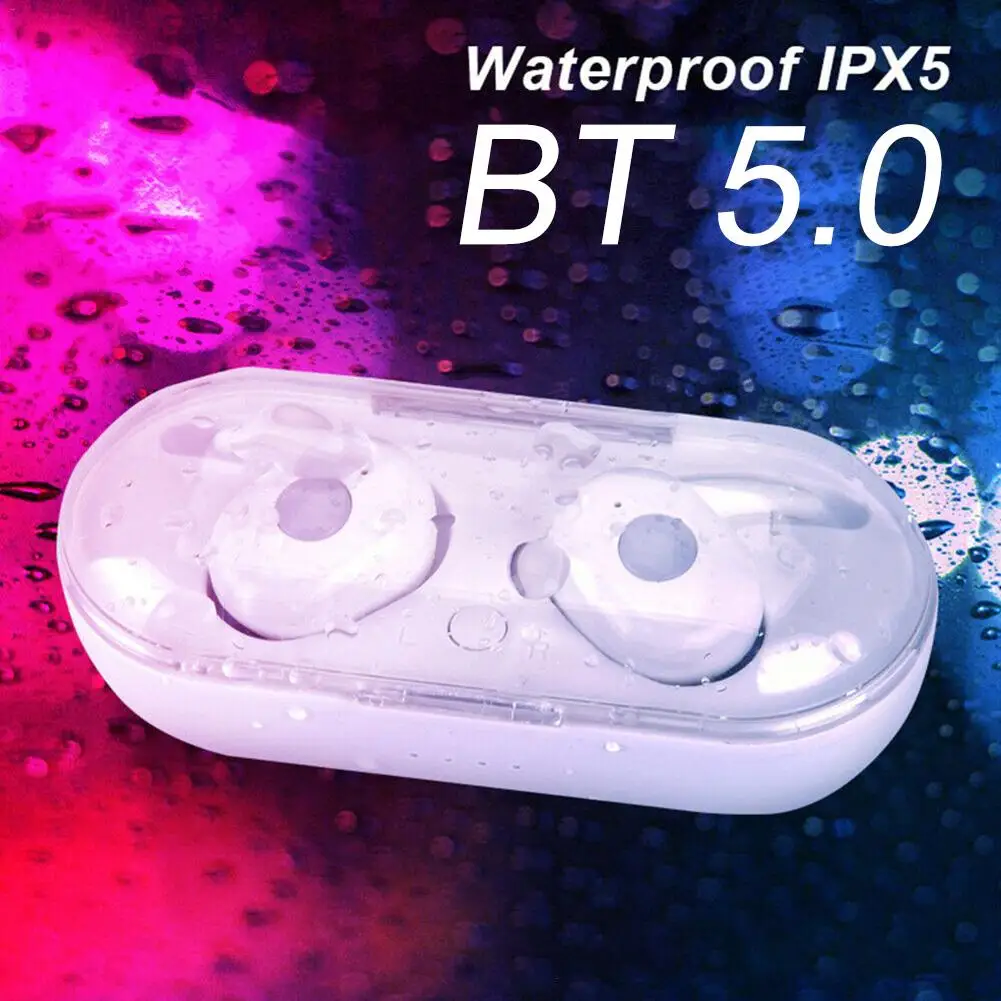 Мини водонепроницаемые наушники, беспроводные наушники-вкладыши Bluetooth 5,0, спортивные стерео наушники, гарнитура с зарядным устройством 400 мАч