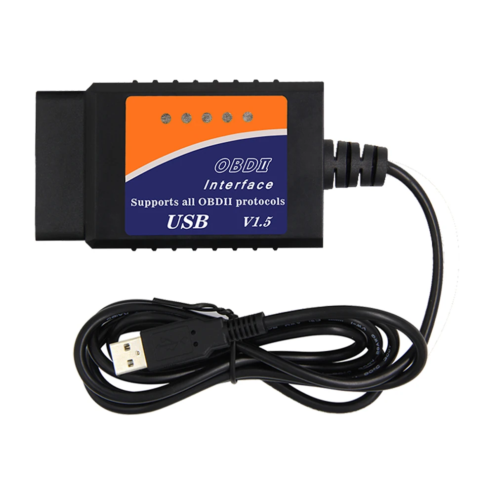 2020 топ продаж ELM327 интерфейс USB OBD2 сканер V1.5 OBDII elm327 usb Супер в наличии|Считыватели