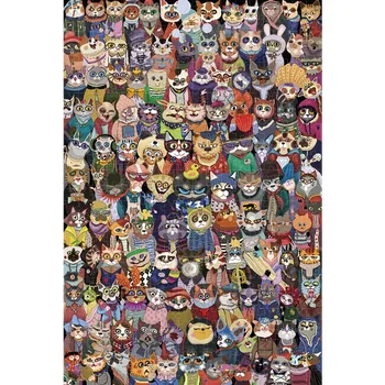 Michelangelo Wooden Jigsaw Puzzle Cats Group Photo 1000 Pieces 2000 Pieces Children's Gift 1