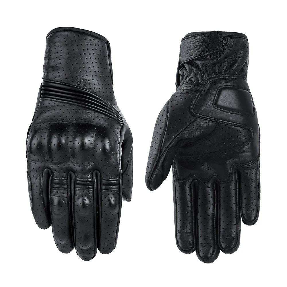 

Motorcycle Protective Gears Motocross Gloves Retro Winter Warm Perforated Real Leather Motorcycle Gloves Moto Windproof Gloves