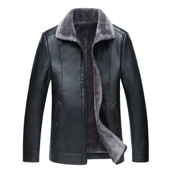 

Chaqueta de hombre 2020 Otoño e Invierno nueva cuero para hombre más chaqueta de cuero PU con solapa acolchada de terciopelo