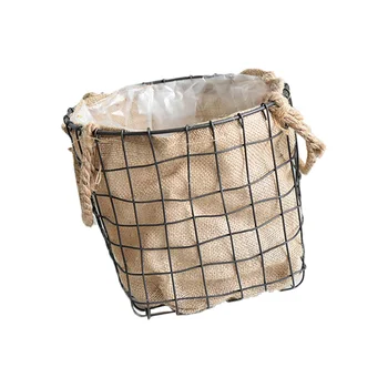 

1pc European Style Vintage Iron Art Linen Flower Pot Planter Bonsai Flower Container Flower Storage Bin for Indoor and Outdoor (