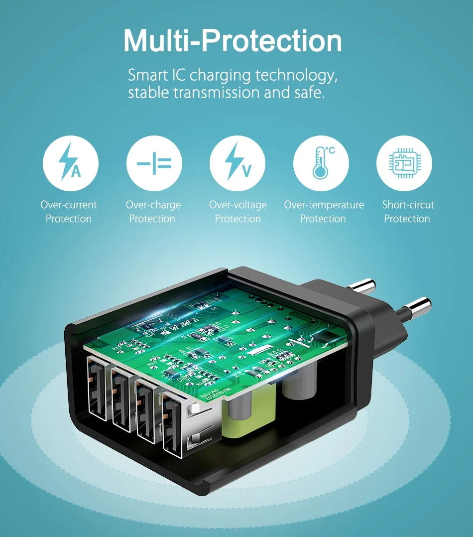 OREY QC 3,0 быстрое зарядное устройство 36 Вт, 4 порта USB зарядное устройство для samsung S10 Plus Quick Charge 3,0 зарядное устройство для Xiaomi Phone charger