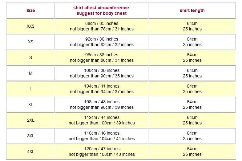 AF013729 size chart