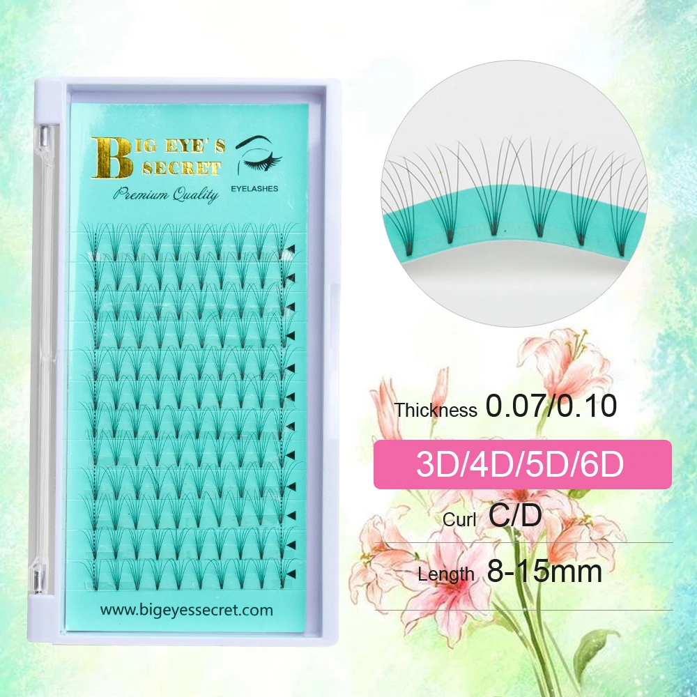 

Big eye's secret Russian Premade Volume Fans C Curl 0.07 Thickness Eyelashes Extension Makeup Tools Short Stem Lashes Extension