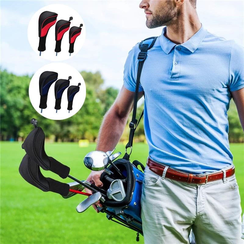 3pcs/set Golf Club Headcover Outdoor Sports Stick Protector Brassie