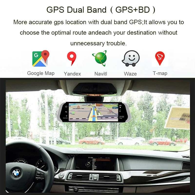 Anfilite Универсальная Многофункциональная 1" Android 4G Автомобильная зеркальная камера заднего вида DVR с gps WiFi FM Bluetooth Автомобильная gps навигация