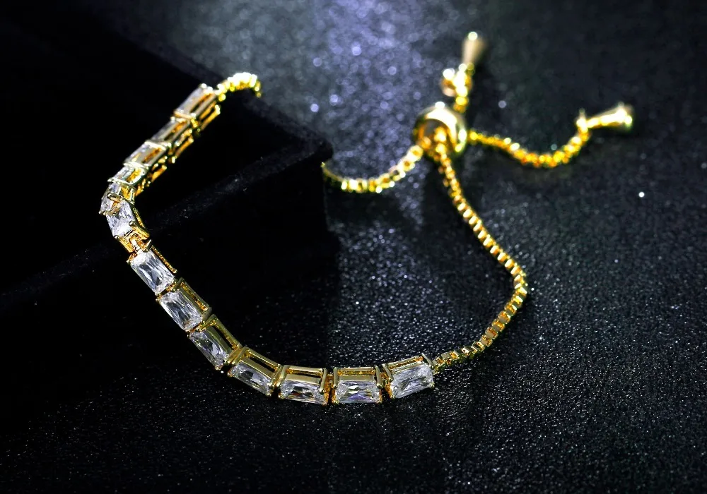 Элегантный браслет с регулируемой длиной alibaba-express pulseras mujer moda Кристальные циркониевые золотые и белые браслеты