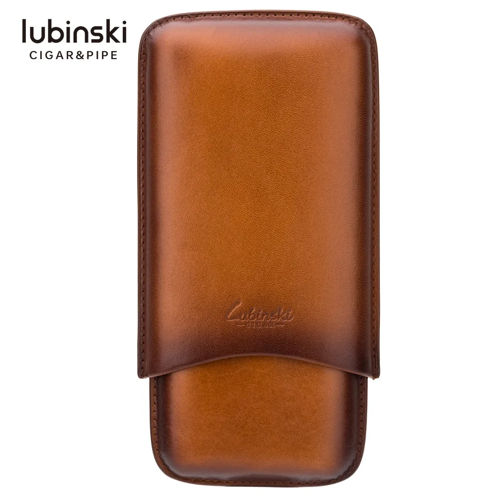 

LUBINSKI New Produce 3 Cigars Real Leather Cigar Case Travel Holder