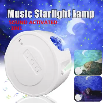 

LED Starry Sky Projector Voice Control with Music Night Light For Home Decor Wave light rotating projection lamp Star Projector