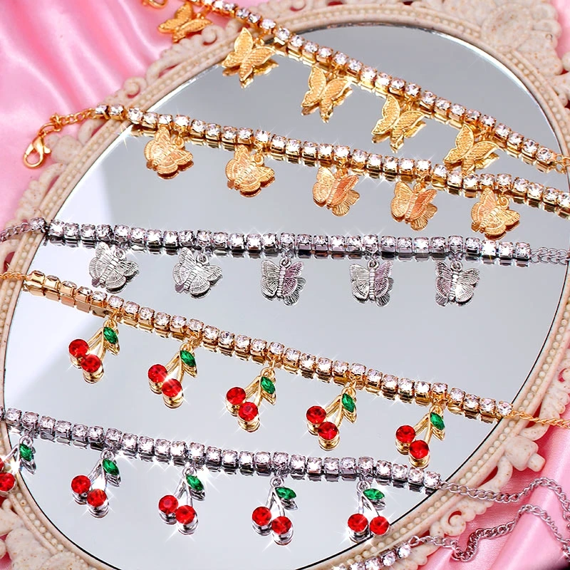 Flatfoosie Trendy New Cherry Crystal Stars Butterfly Anklet Bracelet for Women Bling Tennis Chain Anklet Bohemian Foot Jewelry Flatfoosie Trendy New Cherry Crystal Stars Butterfly Anklet Bracelet for Women Bling Tennis Chain Anklet Bohemian Foot Jewelry