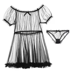 Соблазнительное сексуальное женское белье из тюля, платье принцессы, сексуальное ночное белье, Сетчатое платье-пачка с открытыми плечами