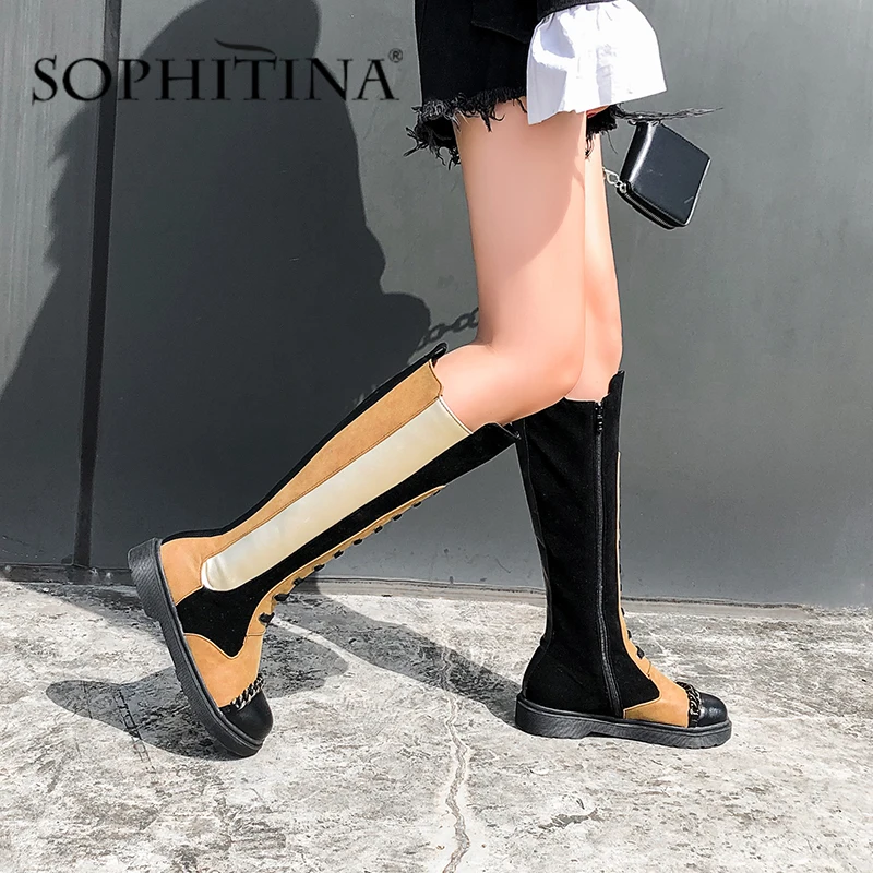 Ботинки SOPHITINA женские с круглым носком удобные сапоги ручной работы модный