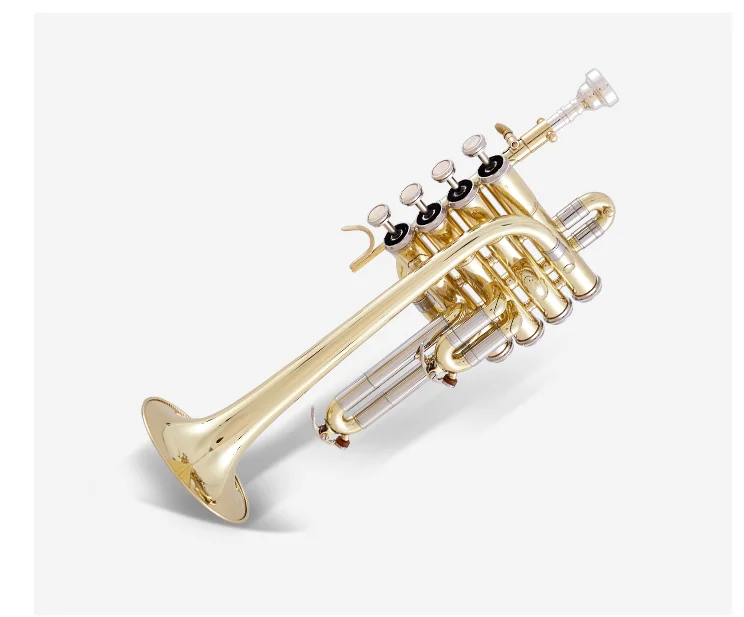 JM четырехклавишная Тройная Bb труба B плоская латунь позолоченный красиво Прочный инструмент с мундштуком перчатки ремень чехол PiKu lu