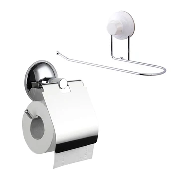 

2Pcs Stainless Steel Toilet Paper Holder Heavy Duty Suction Wall Mount Toilet Tissue Paper Holder Bathroom Paper Roll Holder