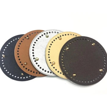 

14x14cm Round 40 Holes Knitting Handbag Bottom DIY Shoulder Corssbody Bag Accessories PU Leather Bag Bottom Black Green Coffee