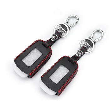 

Top Layer Leather Key Case For Starline A92 A64 A95 A94 A62 Two Way Car Alarm LCD Remote Control Transmitter Keychain Cover Bag