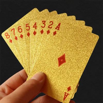 24K Gold Playing Cards Plastic Poker Game Deck Foil Pokers pack Magic Cards Waterproof Card Gift Collection Gambling Board Game