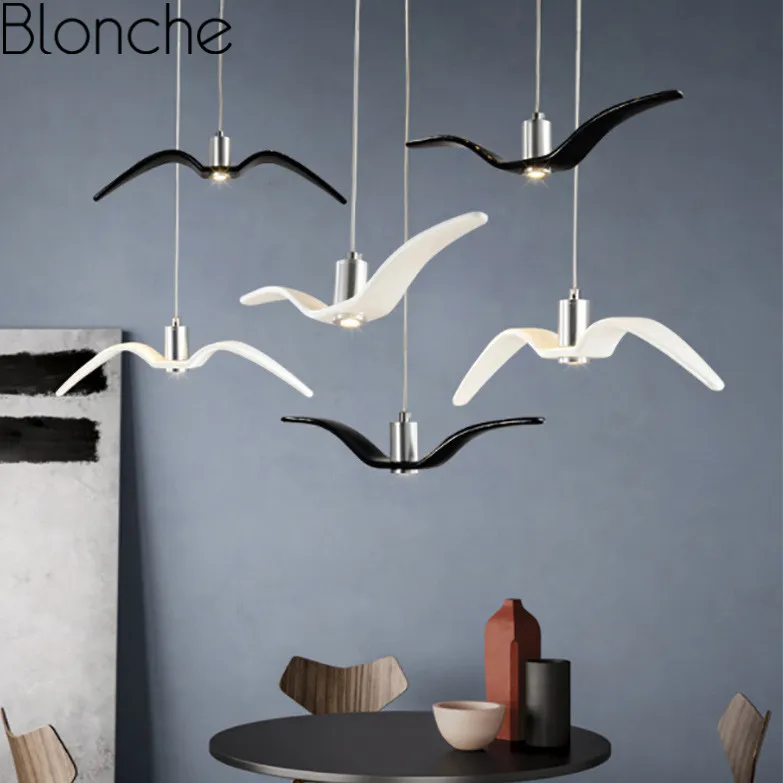 Birds Pendant Lights Vintage Lamp Resin Bird Fabric Lampshade for Kitchen Lighting Study Dining Room Retro Loft LED | Лампы и