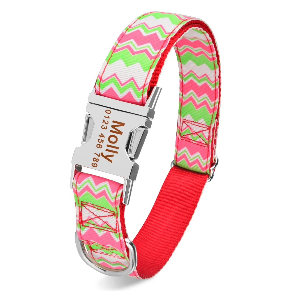 Dog Collar A AiruiDog персонализированный ошейник для собак, тканевый ID ярлык, пряжка, на заказ, Выгравированная, для щенков, размеры s, m, l, имя питомца, информация о щенке - Цвет: Dog Collar A