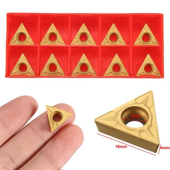 

New 10Pcs TCMT 16T304 Triangular Tungsten Steel Carbide Inserts Turning Tool