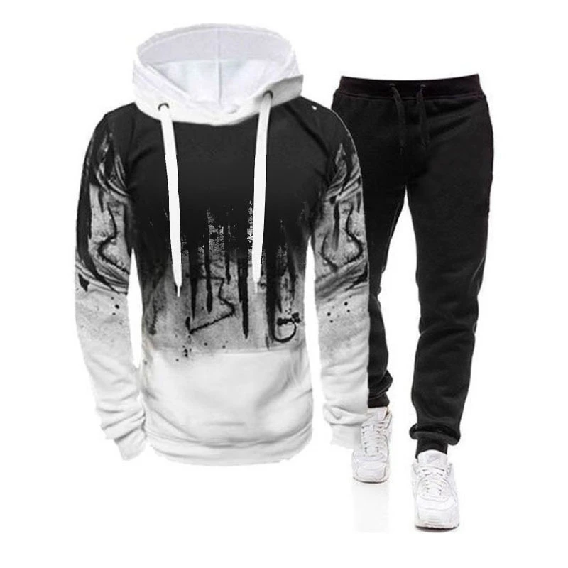 Autumn Winter Men's Set Hoodie Sets Men Tracksuit Hoodies+Sweatpant 2 ...