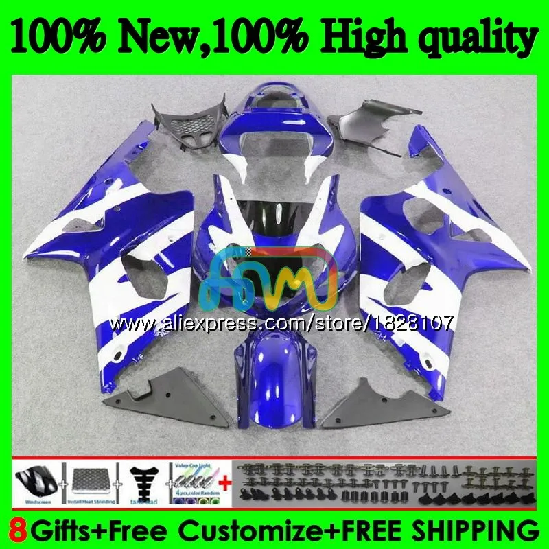 Средства ухода за кожей для SUZUKI GSXR синий белый 1000 GSX-R1000 GSXR1000 00 01 02 40BS. 34 1000CC GSXR-1000 K2 GSX R1000 2000 2001 2002 обтекатель