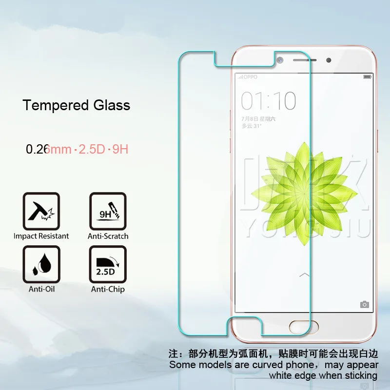 

2 pcs cell phone full cover Tempered Glass Screen Protector For OPPO A30 A33T A77 A79 R1C R3 F3 F3plus find7 R9 R9S plus