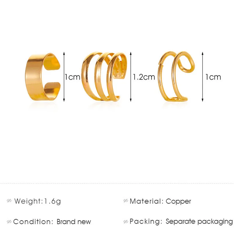 Ear Clip Earrings Fashion Simple Cross Clip Earrings For Women Girls Cute Gold Silver Color Punk Ear Cuff Clip Without Piercing 3pcs