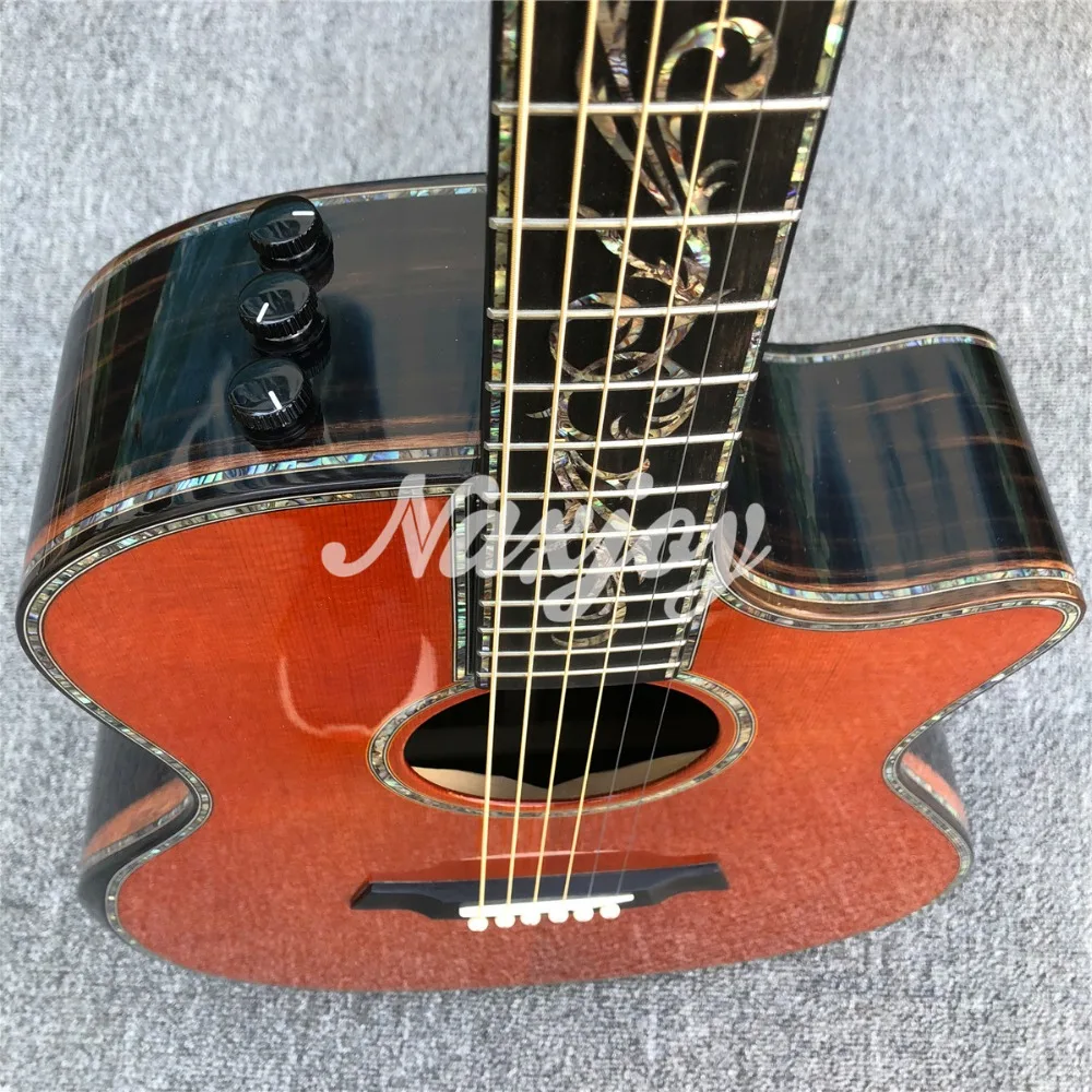 Фабрика на заказ Chaylor Cocobolo PS14 Акустическая гитара, настоящая инкрустация абалона гриф из черного дерева, твердая кедровая Акустическая гитара