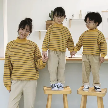 

Baby Boys Sweaters High Neck Matching Christmas Pyjamas Mother Daughter Pijamas Clothes Pajamas Family Set stripe Sister Outfits