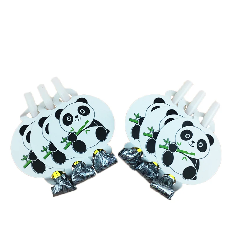 6Pcs/lot cute panda Cartoon Funny Whistles Children Birthday Party Blowing Dragon Blowout Baby kids birthday party decoration