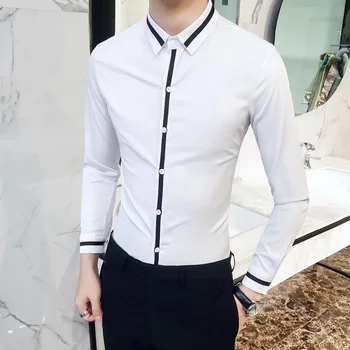 

Camisa Social Masculina High Quality Spring Men Dress Shirt Groom Wedding Tuxedo Shirt Men Slim Fit Long Sleeve Social Shirts