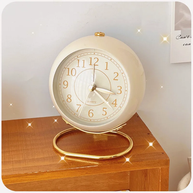 Simple Ins Small Alarm Clock Retro Nordic Style Ornaments Student Dormitory Get up Artifact Silent Night Light Red Net | Дом и сад