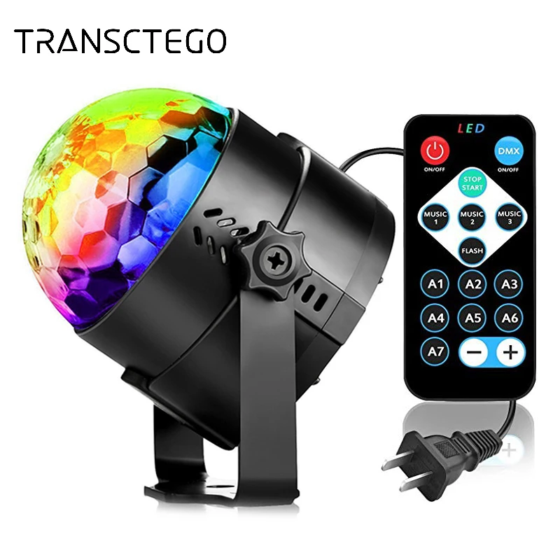 Christmas LED Disco Light Soundlights Party Lights Disco Ball Sound Activated Strobe DJ Stage Lamp For Home Halloween Projector