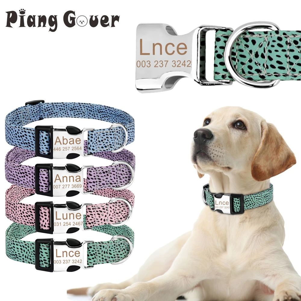 Customized Dog Collar DIY Name Pet Collar Engraved ID Tag Nameplate for Small Medium Large Dogs Pitbull Pug