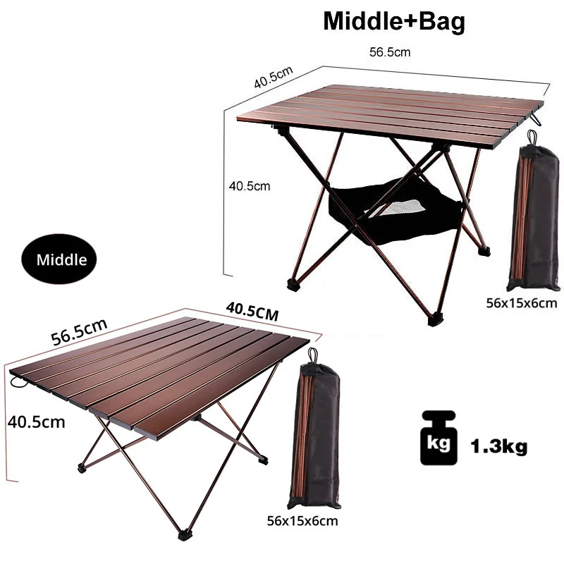 BBQ Travel Collapsible Beach Table for Outdoor Camp Portable Aluminum Folding Table with Large Storage Organizer and Carrying Bags Picnic Fishing Outdoor Folding Camping Table