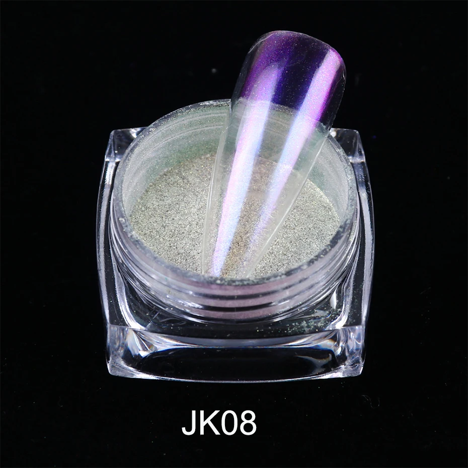 JK08 0,5 г зеркальный блестящий порошок для ногтей прозрачный ледяной обнаженный Хамелеон Пыль УФ-гель пигмент Аврора пудра Дизайн ногтей украшения BEJK01-12 - Цвет: JK08